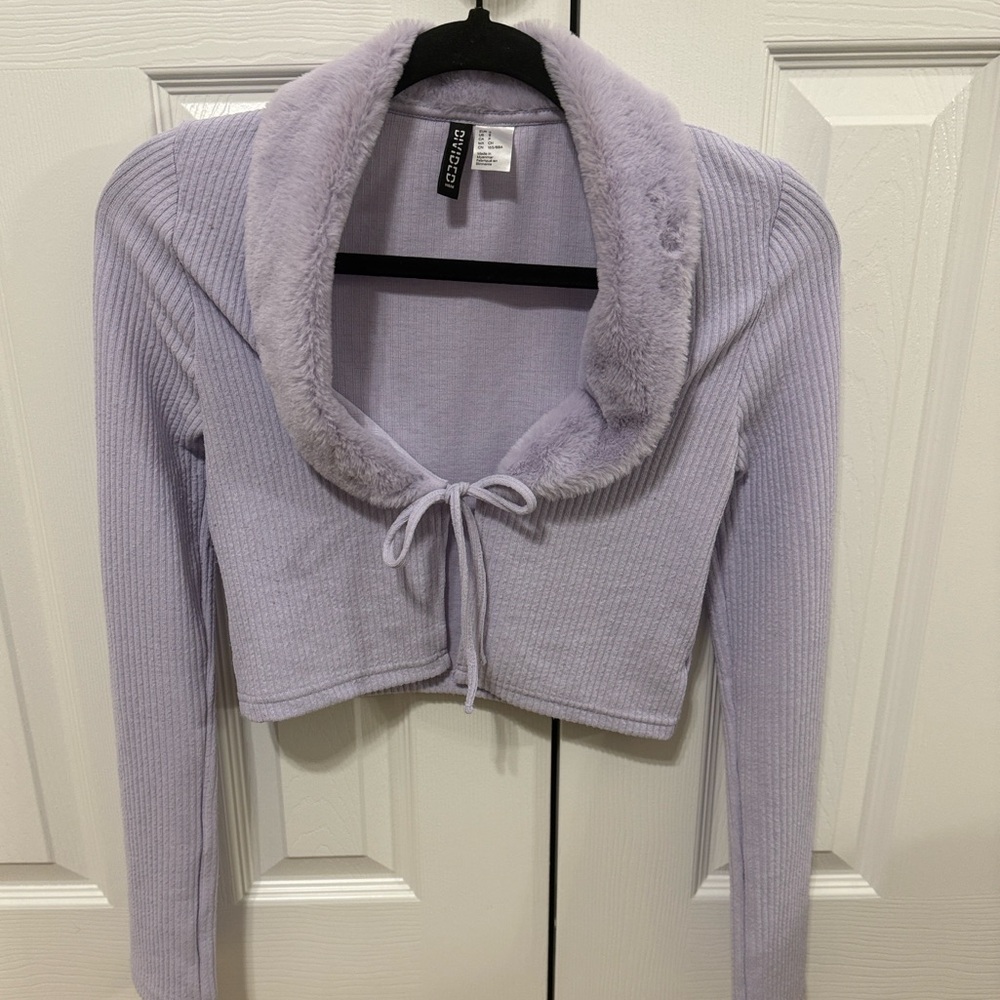 Cardigan with Faux Fur Collar